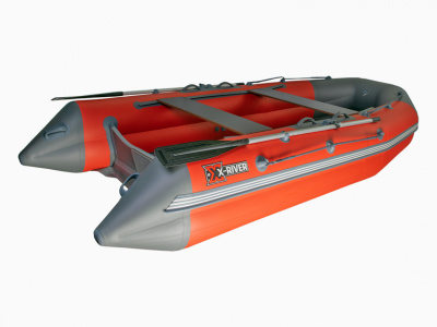 Надувная ПВХ лодка X-River Mark 370 НДНД (красный , дно серое ,серая фурнитура)