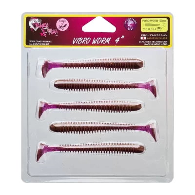 Силиконовая приманка Crazy Fish Vibro Worm 4" 75-100-12-6