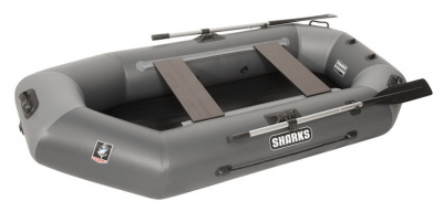 Лодка гребная под мотор Sharks S260 Люкс серо/чёрный (пол-книжка)