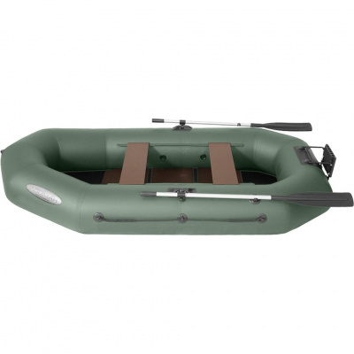 Лодка гребная под мотор Лоцман Профи С-240 МПРС зелёный (реечная слань, приставка под мотор)