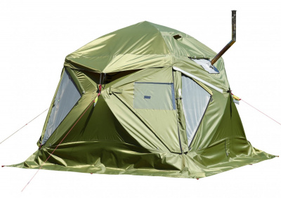 Всесезонная Универсальная палатка Лотос КубоЗонт 4-У Компакт (260х260/215 см) + Гидродно + Пол Утеплённый